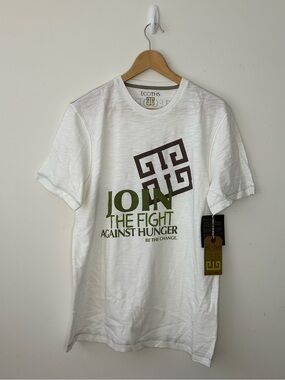 ECOTHS White 100% Organic Cotton Fight Hunger Graphic T Shirt Size L